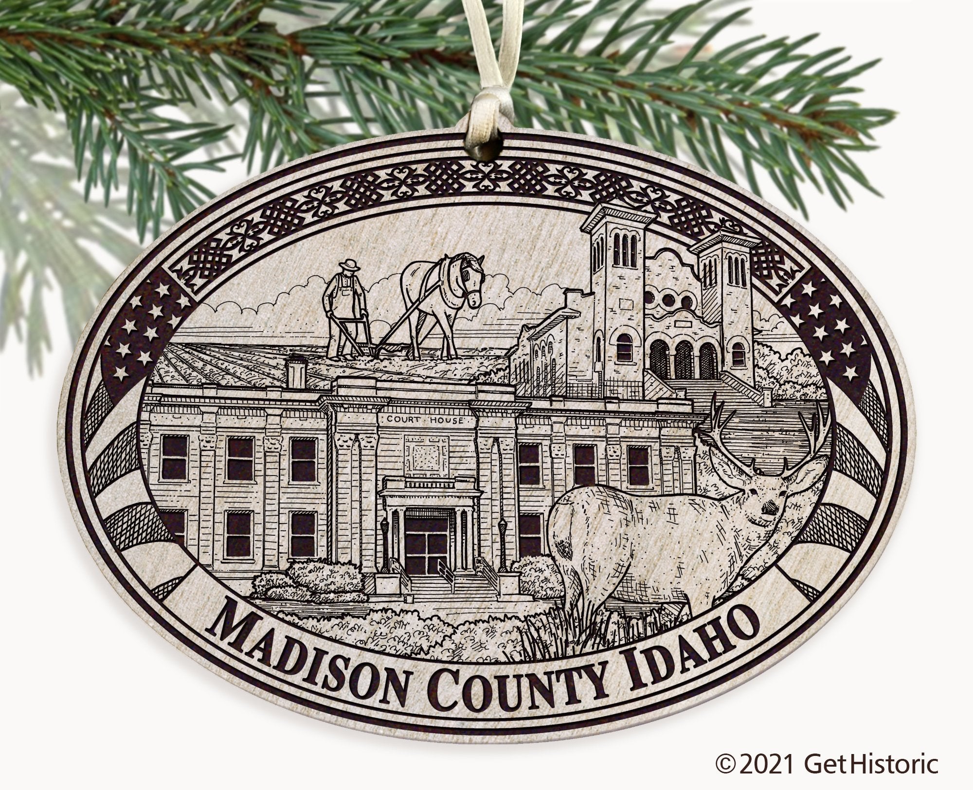 Madison County Idaho Engraved Ornament