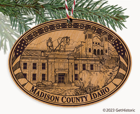Madison County Idaho Engraved Natural Ornament