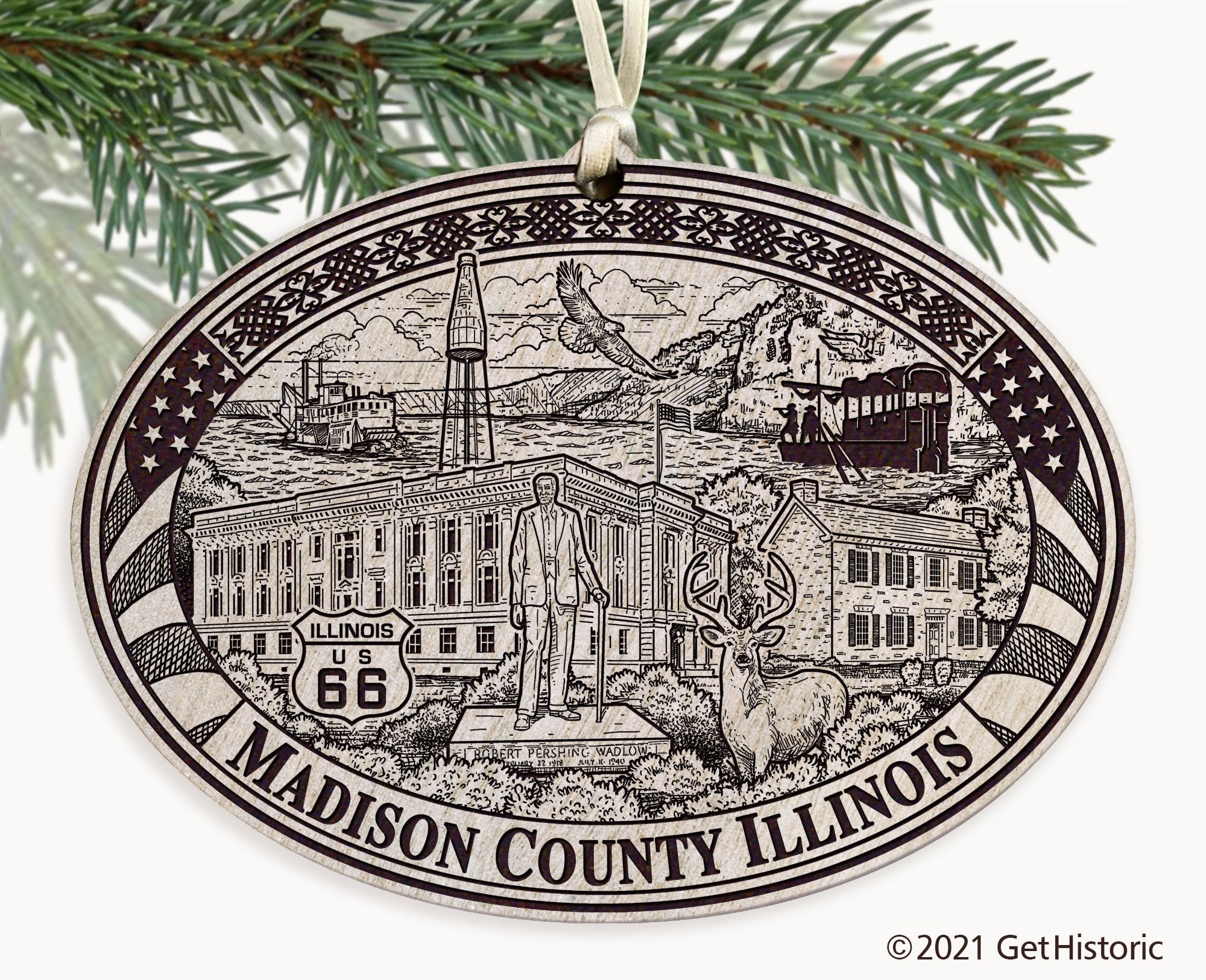 Madison County Illinois Engraved Ornament