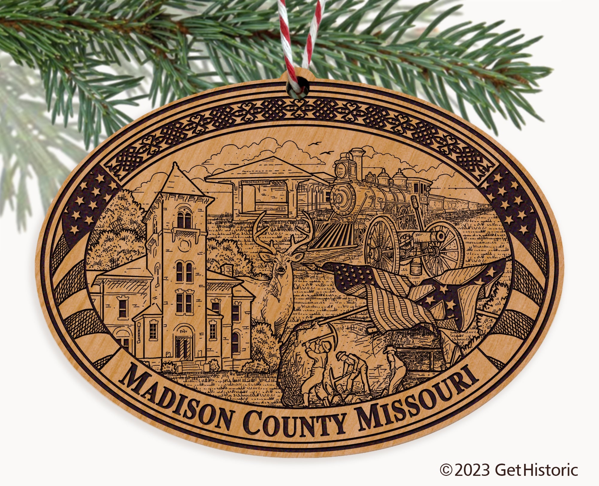 Madison County Missouri Engraved Natural Ornament