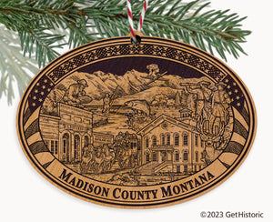 Madison County Montana Engraved Natural Ornament