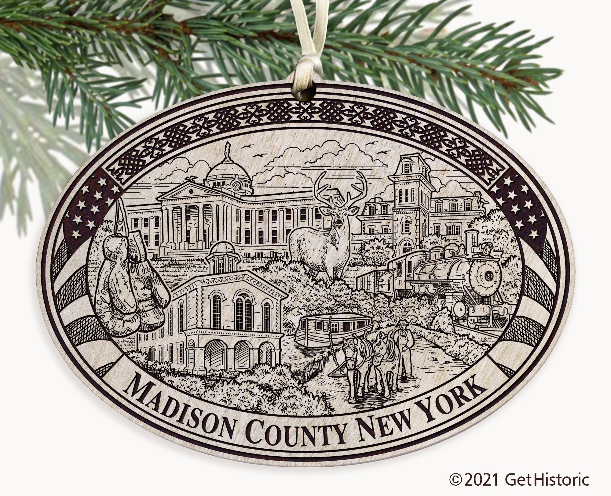 Madison County New York Engraved Ornament