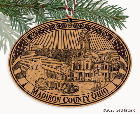 Madison County Ohio Engraved Natural Ornament