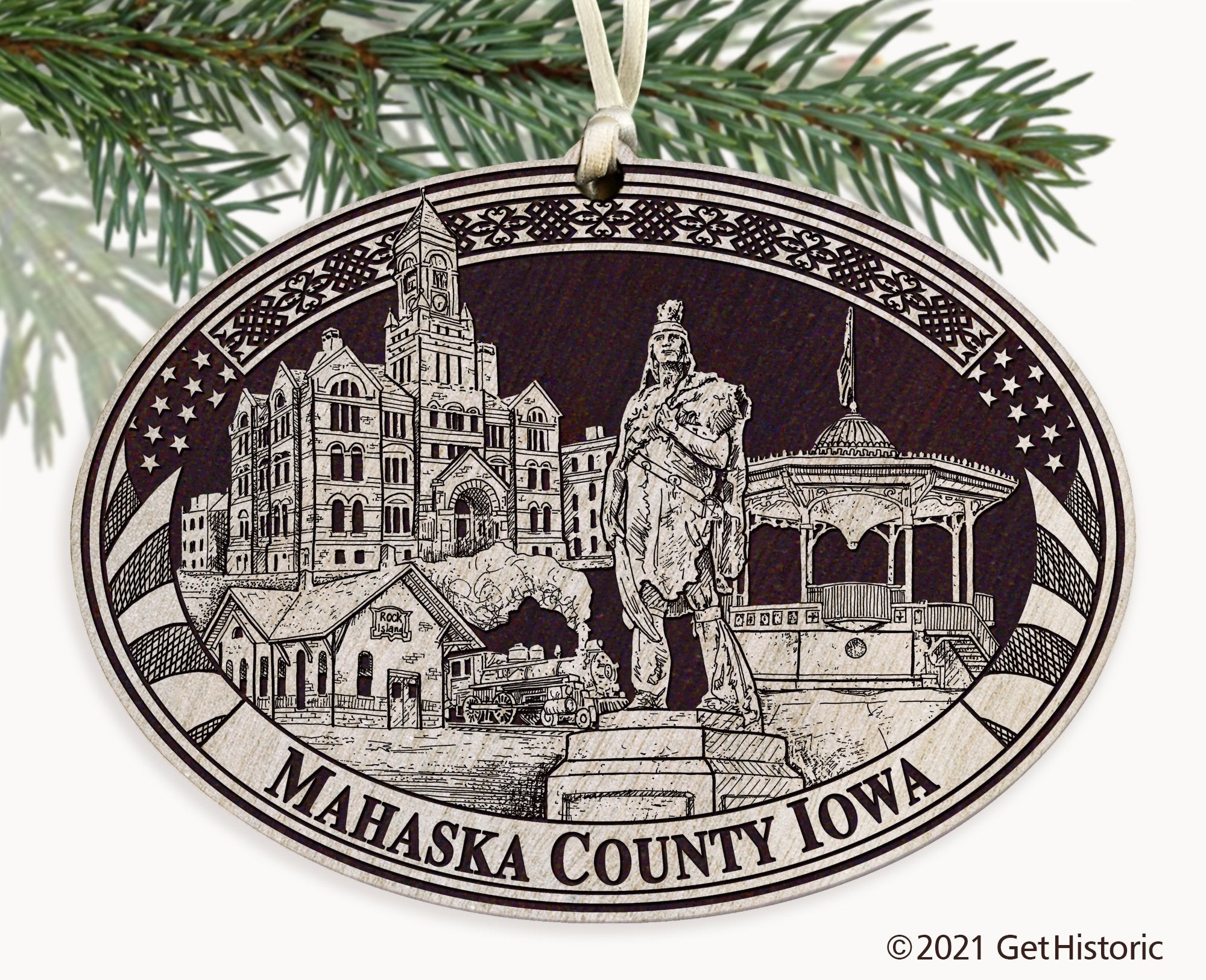 Mahaska County Iowa Engraved Ornament
