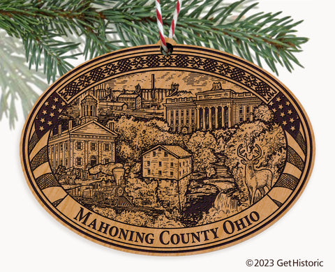 Mahoning County Ohio Engraved Natural Ornament