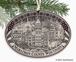 Marathon County Wisconsin Engraved Ornament