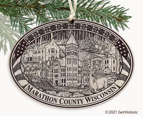 Marathon County Wisconsin Engraved Ornament