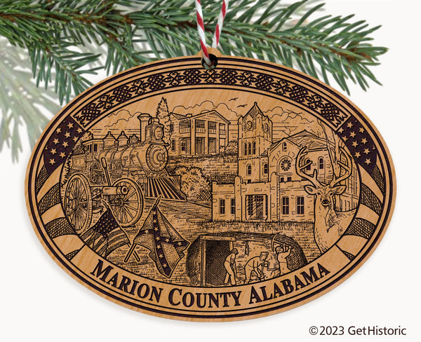 Marion County Alabama Engraved Natural Ornament