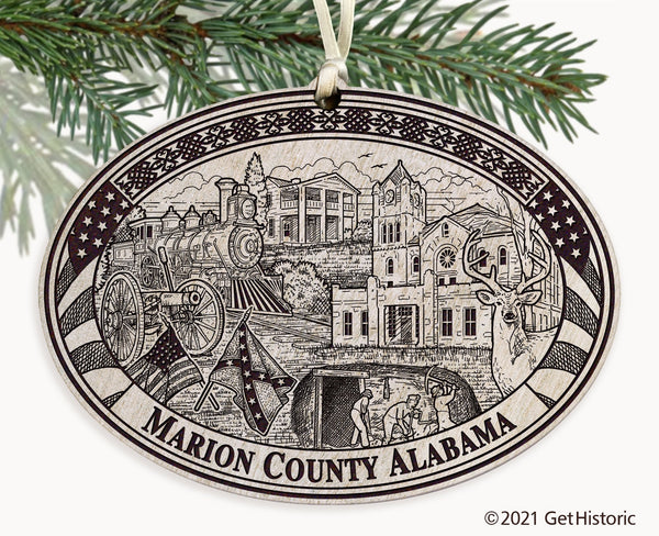 Marion County Alabama Engraved Ornament