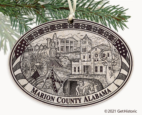 Marion County Alabama Engraved Ornament