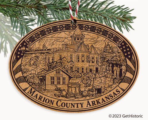 Marion County Arkansas Engraved Natural Ornament