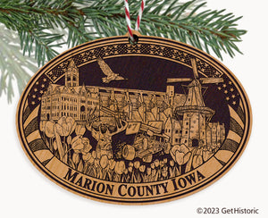Marion County Iowa Engraved Natural Ornament