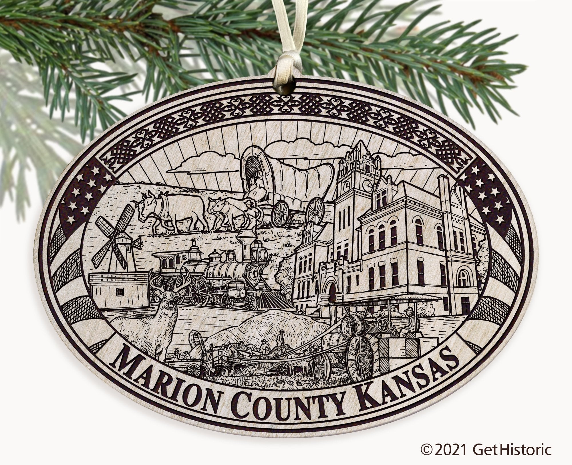 Marion County Kansas Engraved Ornament