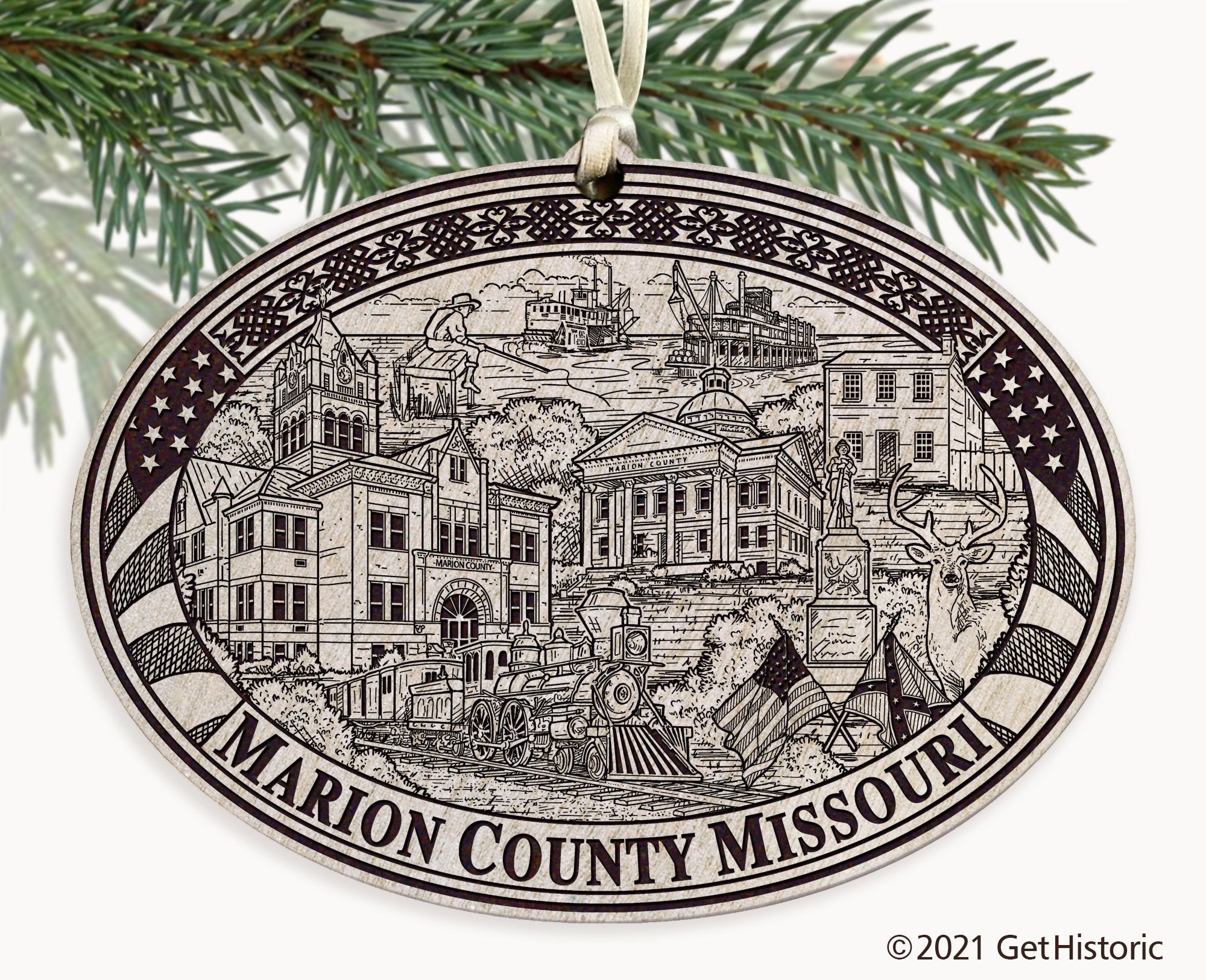 Marion County Missouri Engraved Ornament