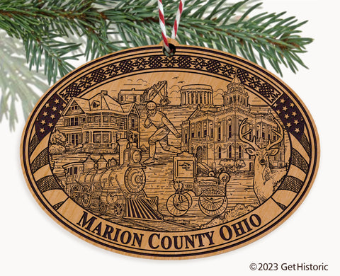 Marion County Ohio Engraved Natural Ornament