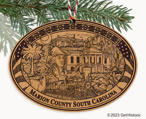 Marion County South Carolina Engraved Natural Ornament