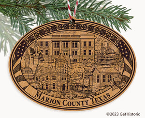 Marion County Texas Engraved Natural Ornament