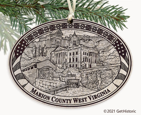 Marion County West Virginia Engraved Ornament