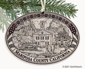 Mariposa County California Engraved Ornament