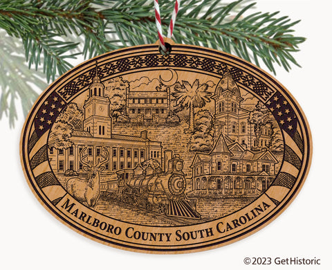 Marlboro County South Carolina Engraved Natural Ornament