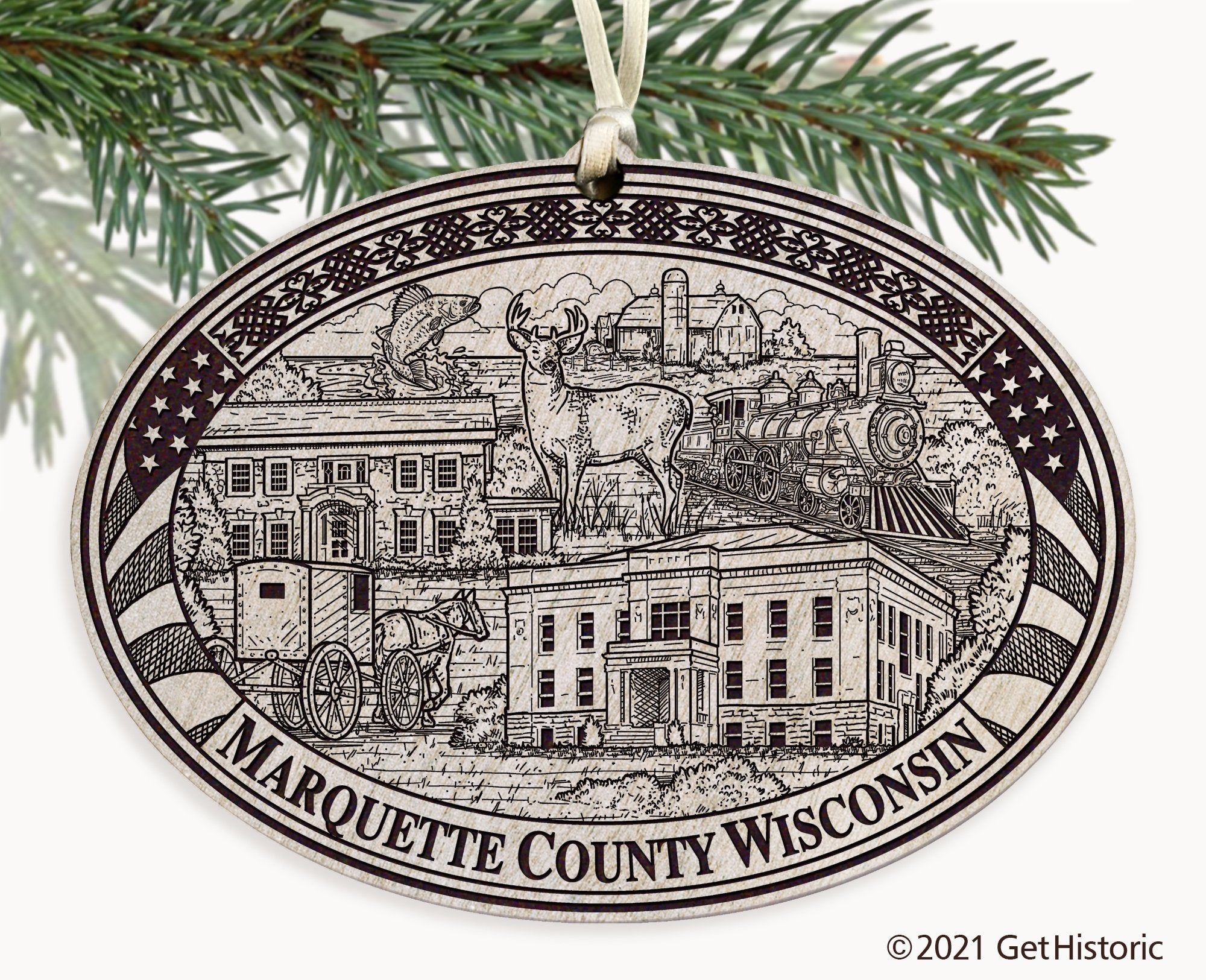 Marquette County Wisconsin Engraved Ornament