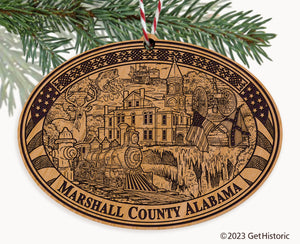 Marshall County Alabama Engraved Natural Ornament