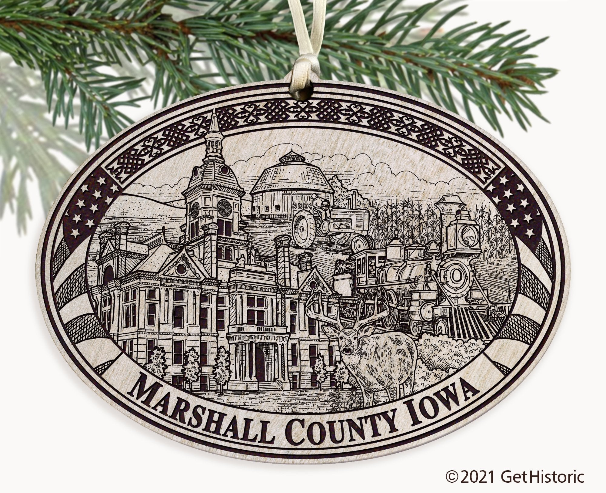 Marshall County Iowa Engraved Ornament