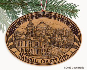 Marshall County Iowa Engraved Natural Ornament