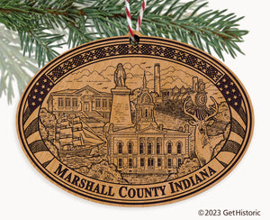 Marshall County Indiana Engraved Natural Ornament