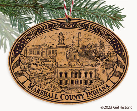 Marshall County Indiana Engraved Natural Ornament