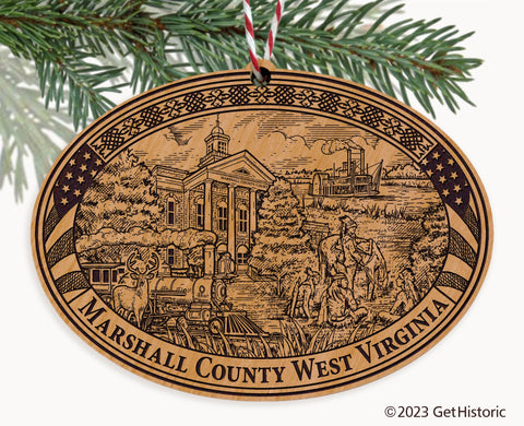 Marshall County West Virginia Engraved Natural Ornament
