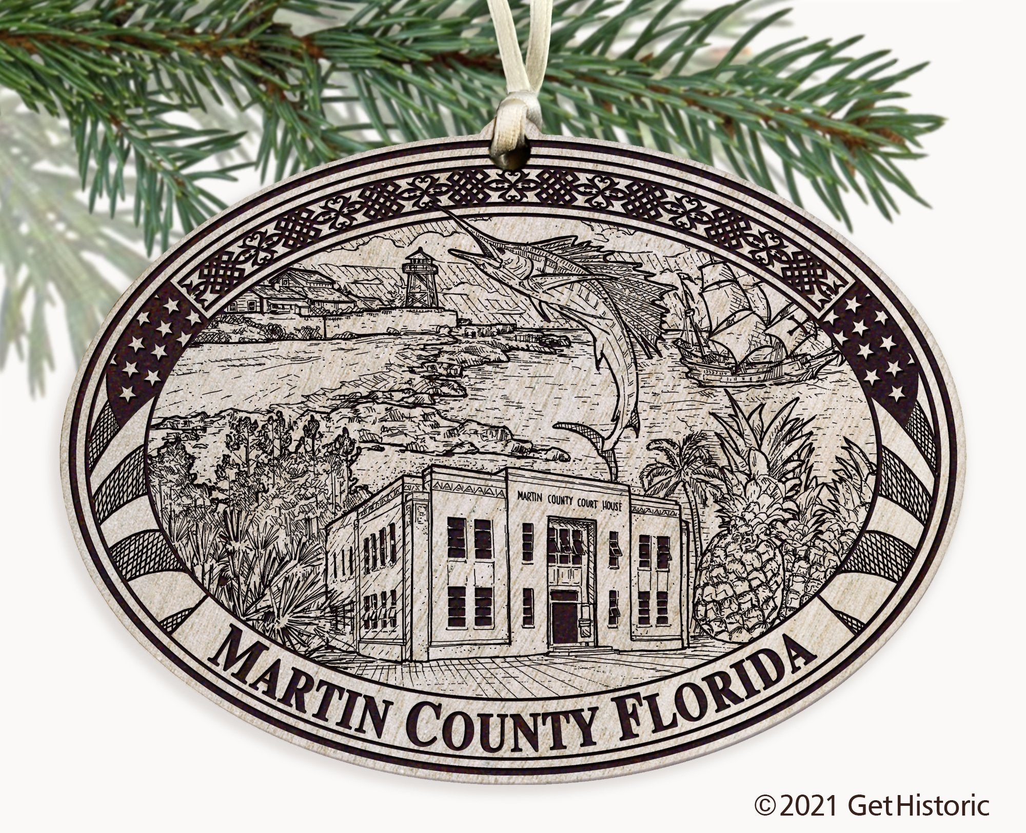 Martin County Florida Engraved Ornament