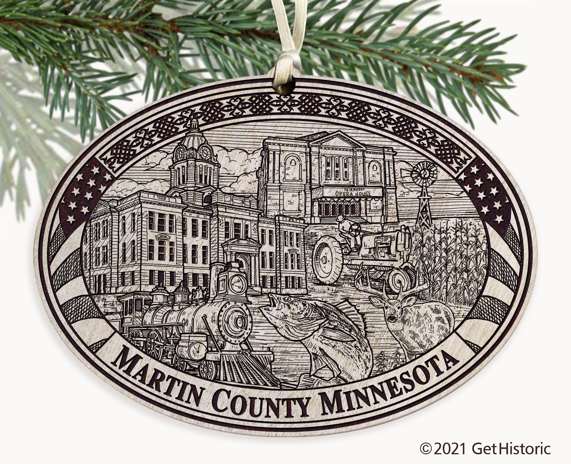 Martin County Minnesota Engraved Ornament