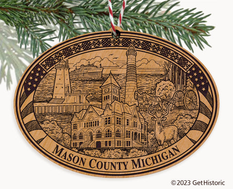 Mason County Michigan Engraved Natural Ornament