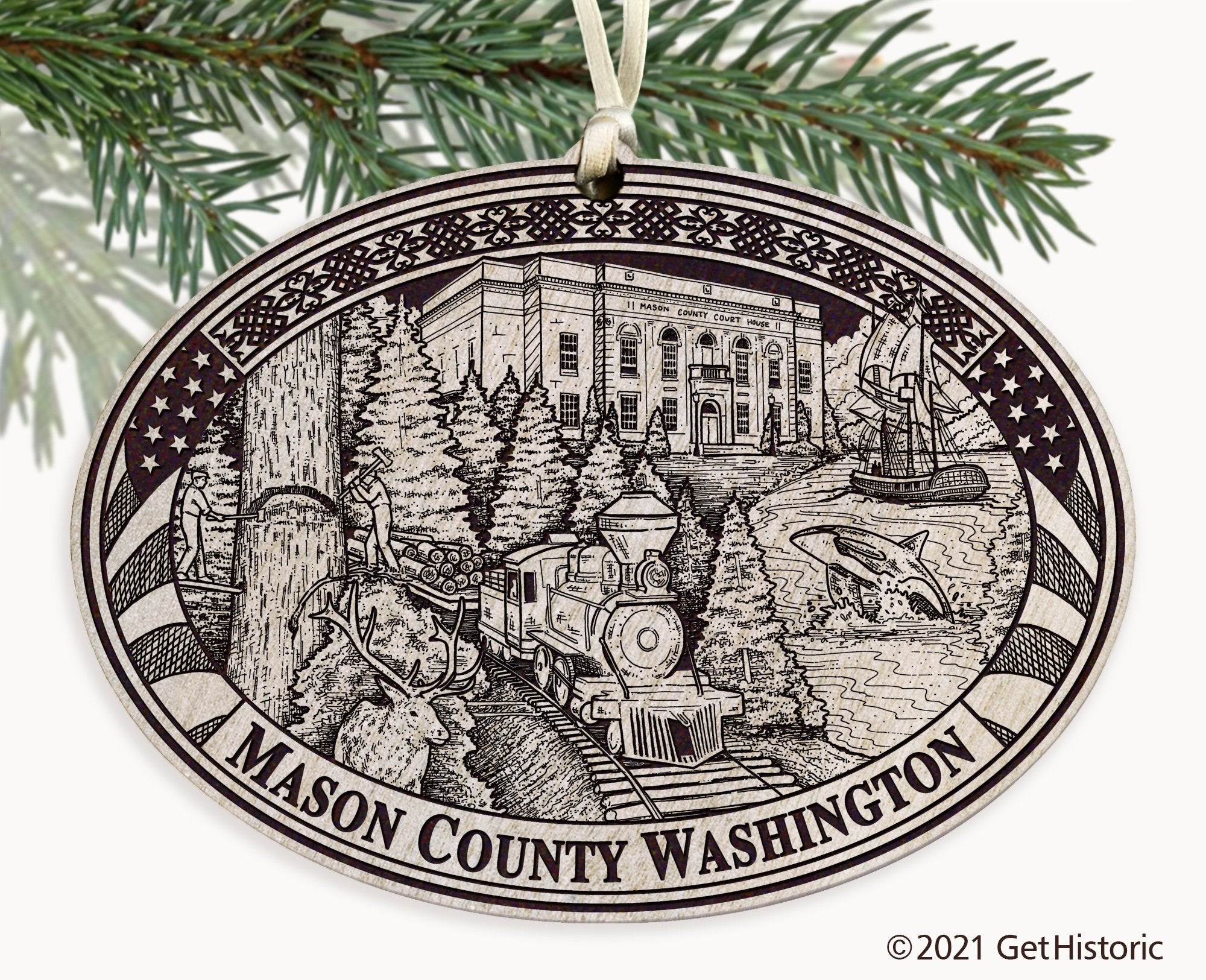 Mason County Washington Engraved Ornament