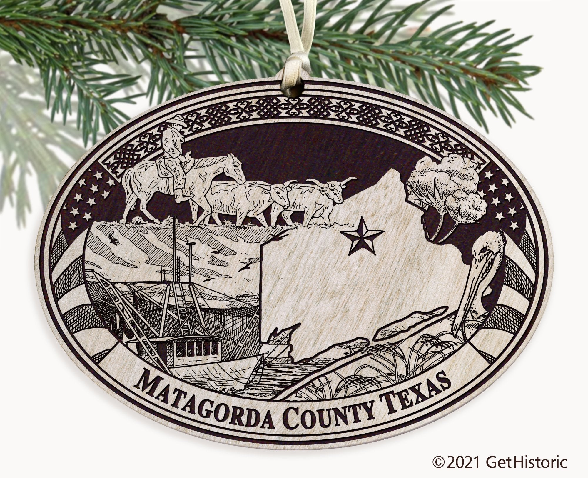 Matagorda County Texas Engraved Ornament