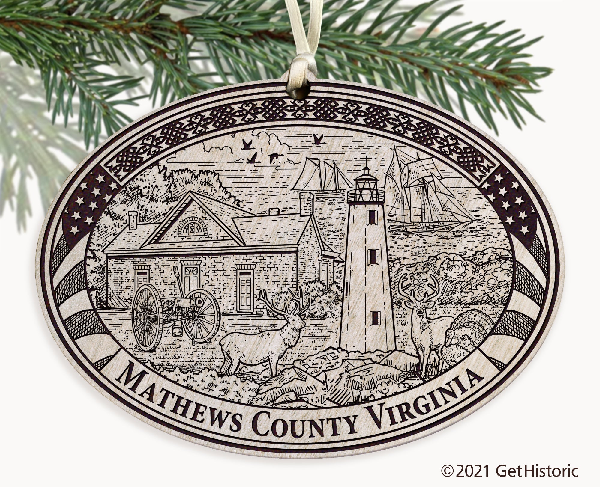 Mathews County Virginia Engraved Ornament