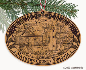 Mathews County Virginia Engraved Natural Ornament