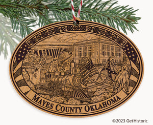 Mayes County Oklahoma Engraved Natural Ornament