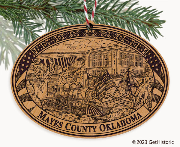 Mayes County Oklahoma Engraved Natural Ornament