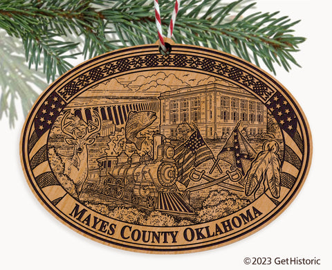 Mayes County Oklahoma Engraved Natural Ornament