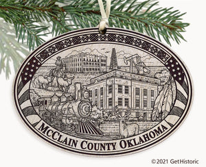 McClain County Oklahoma Engraved Ornament