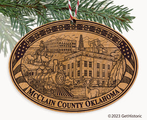 McClain County Oklahoma Engraved Natural Ornament