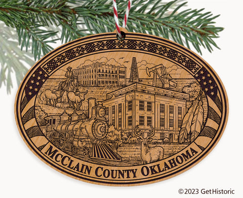 McClain County Oklahoma Engraved Natural Ornament