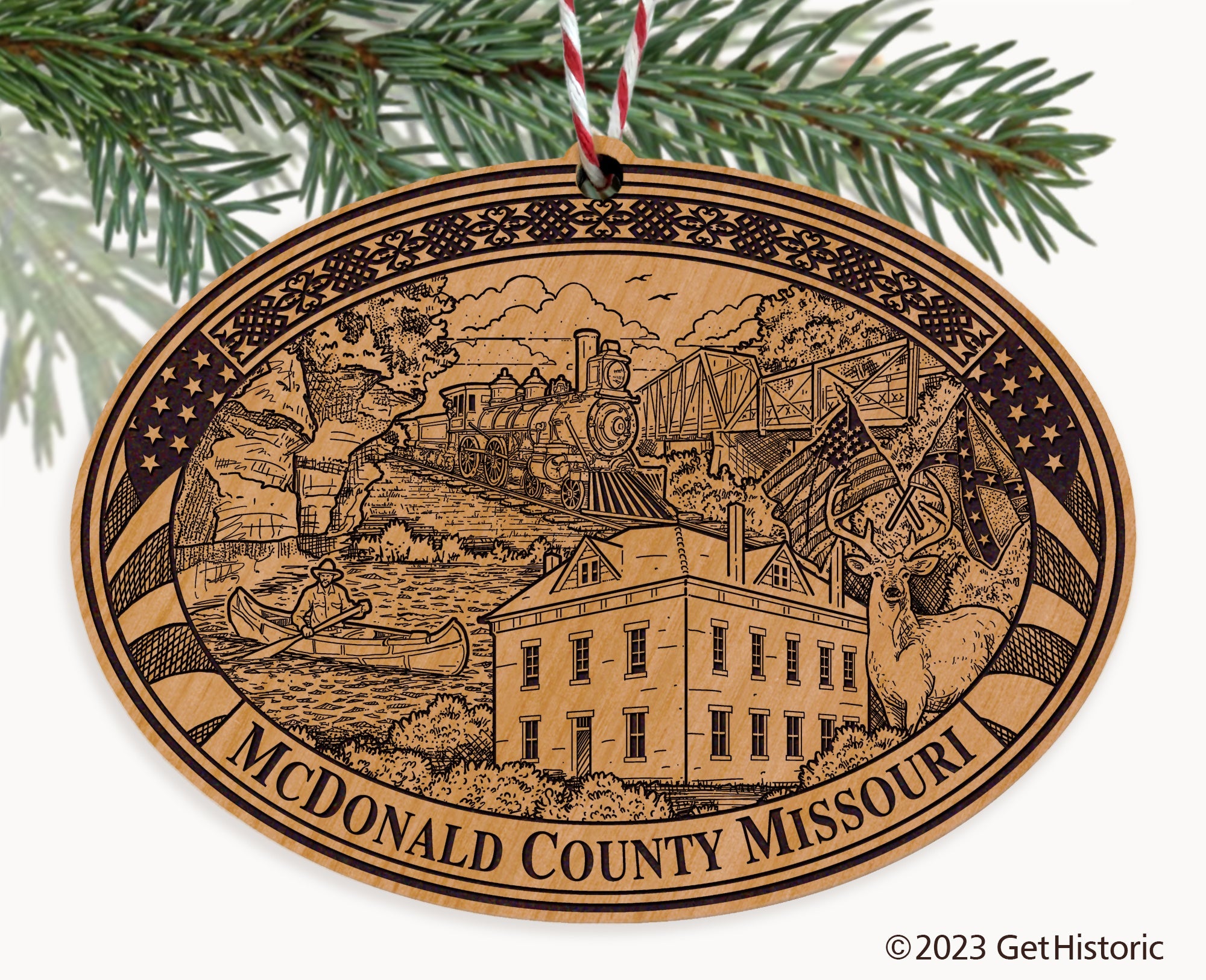 McDonald County Missouri Engraved Natural Ornament