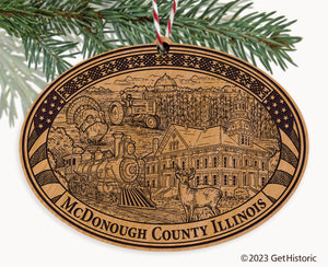 McDonough County Illinois Engraved Natural Ornament