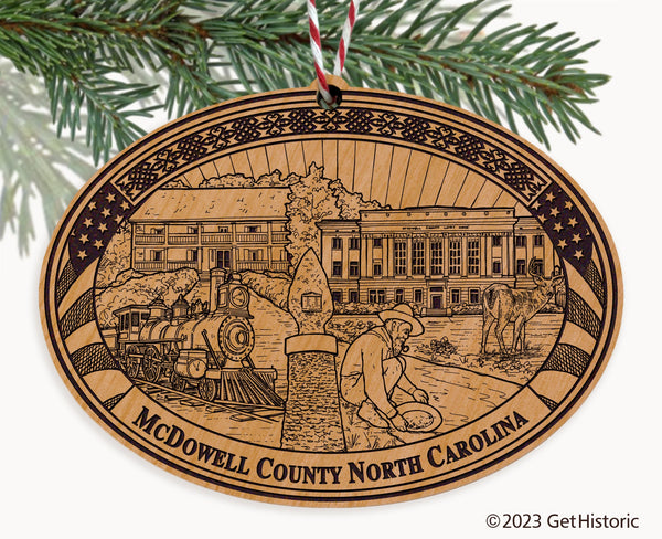McDowell County North Carolina Engraved Natural Ornament