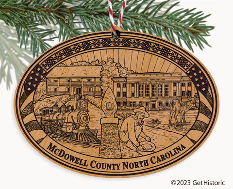 McDowell County North Carolina Engraved Natural Ornament
