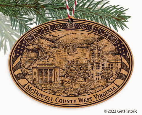 McDowell County West Virginia Engraved Natural Ornament