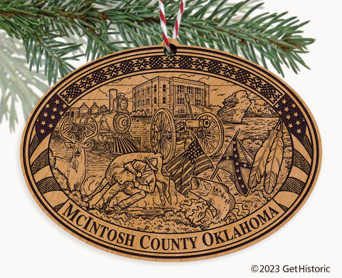 McIntosh County Oklahoma Engraved Natural Ornament